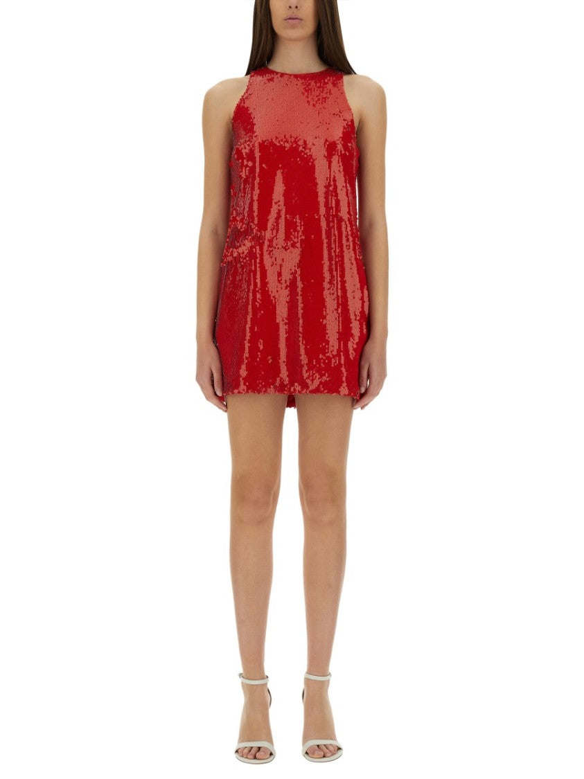 Msgm Red Sequined Dress
