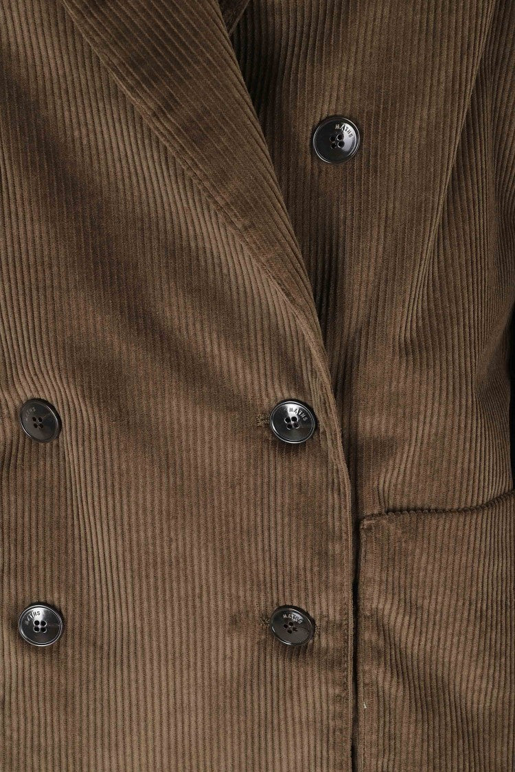 Myths Green Double-Breasted Corduroy Patch Pocket Jacket