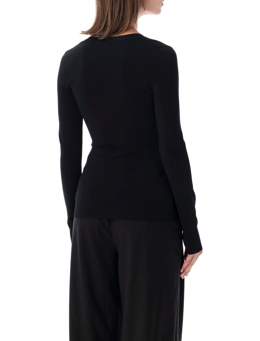Stella Mccartney Black Elastic Knit Crewneck Top
