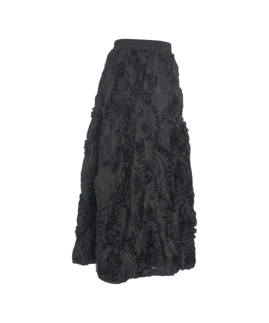5 Progress Midi Skirt With Floral Applications And Elastic Waist