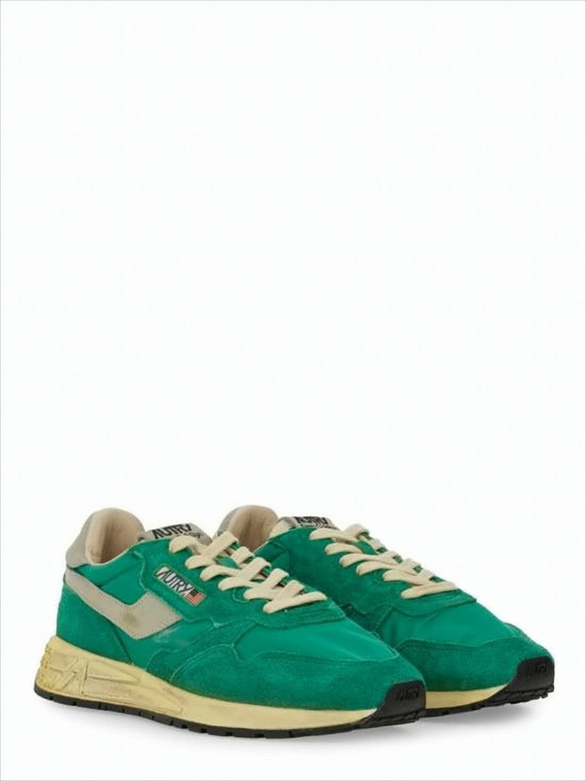 Autry Green Leather And Nylon Sneakers