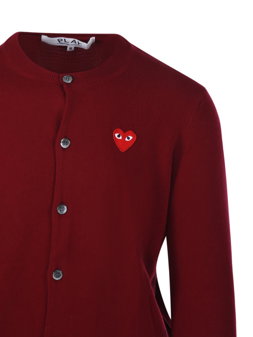 Comme Des Garçons Round-Neck Cardigan Red Heart