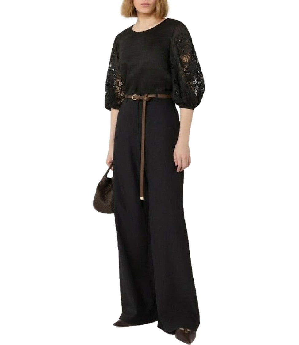Max Mara Black Virgin Wool Casual Trousers