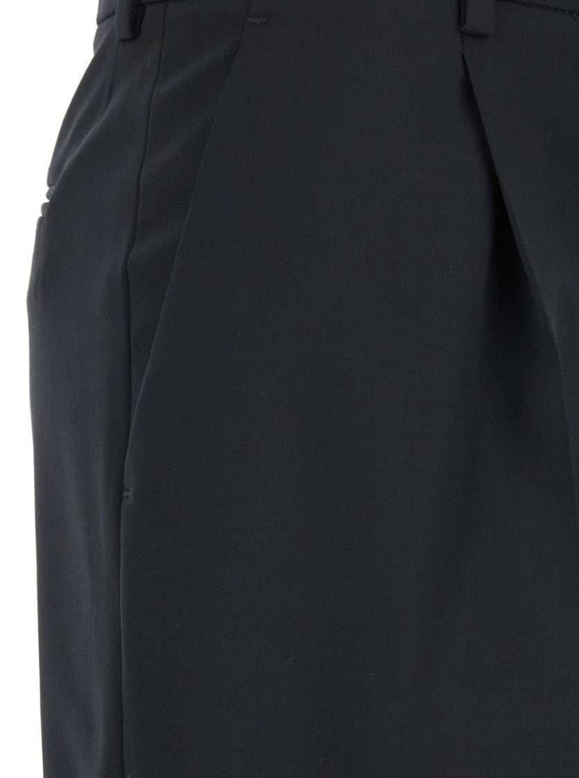 Pt Torino High-Waisted Black Trousers With Pleats