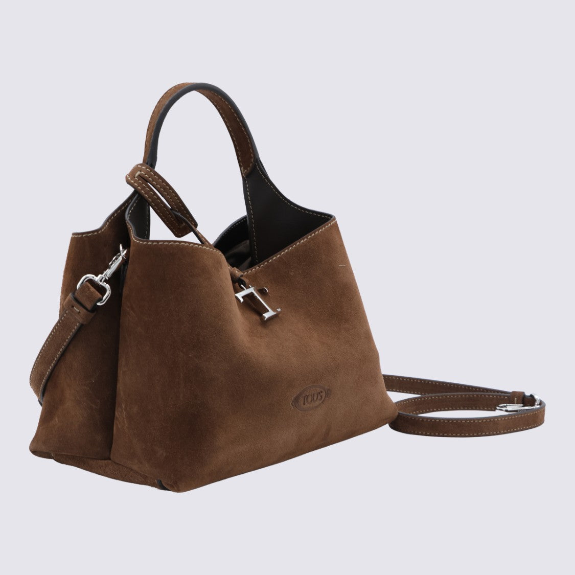 Tod's Medium Brown Suede Handbag With Structured Silhouette