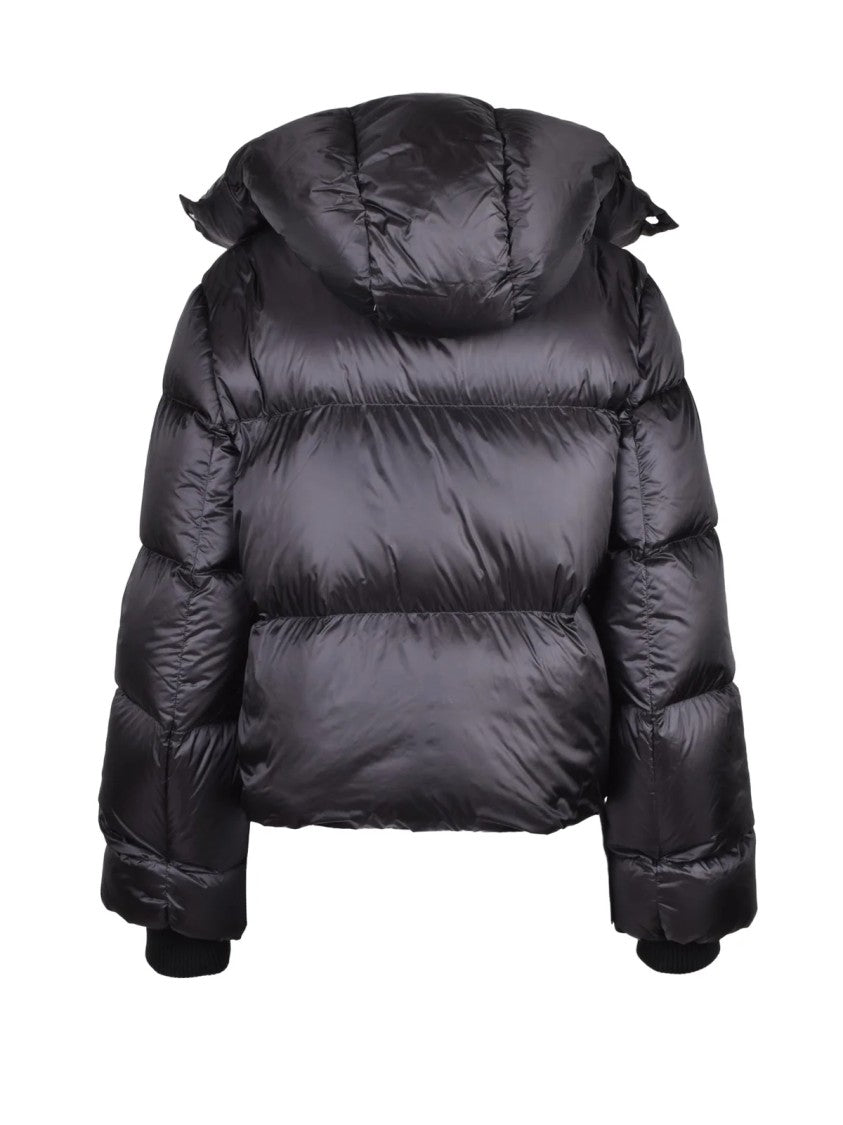 Add Quilted Short Down Jacket With Zip Closure And Ribbed Cuffs