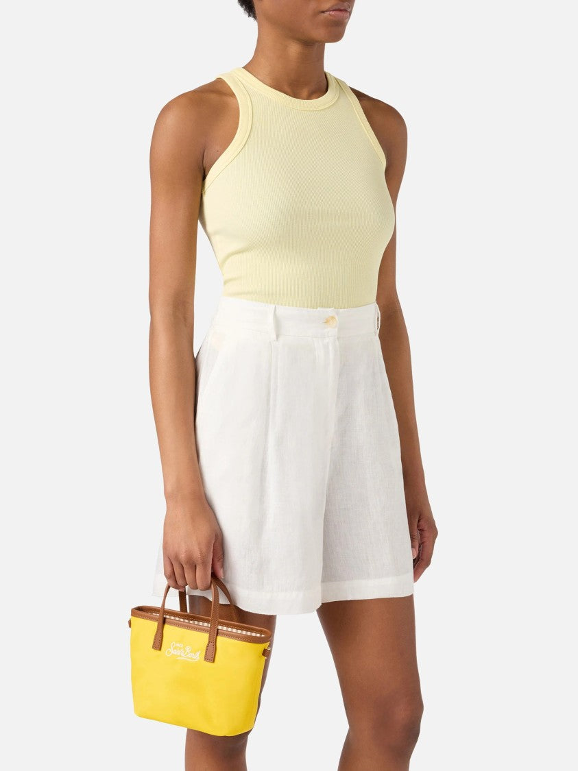 Mc2 Saint Barth Vibrant Mini Nylon City Bag With Leather Accents