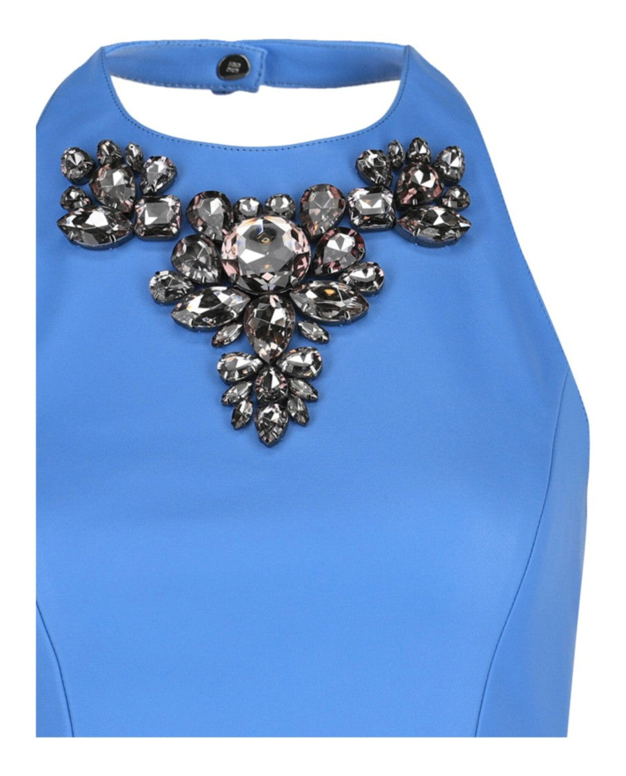 Givenchy Halter Top In Leather With Embroidered Stones