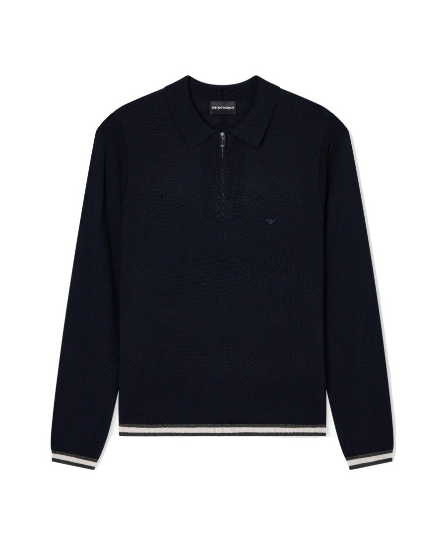 Emporio Armani Slim Knit Pullover With Polo Collar