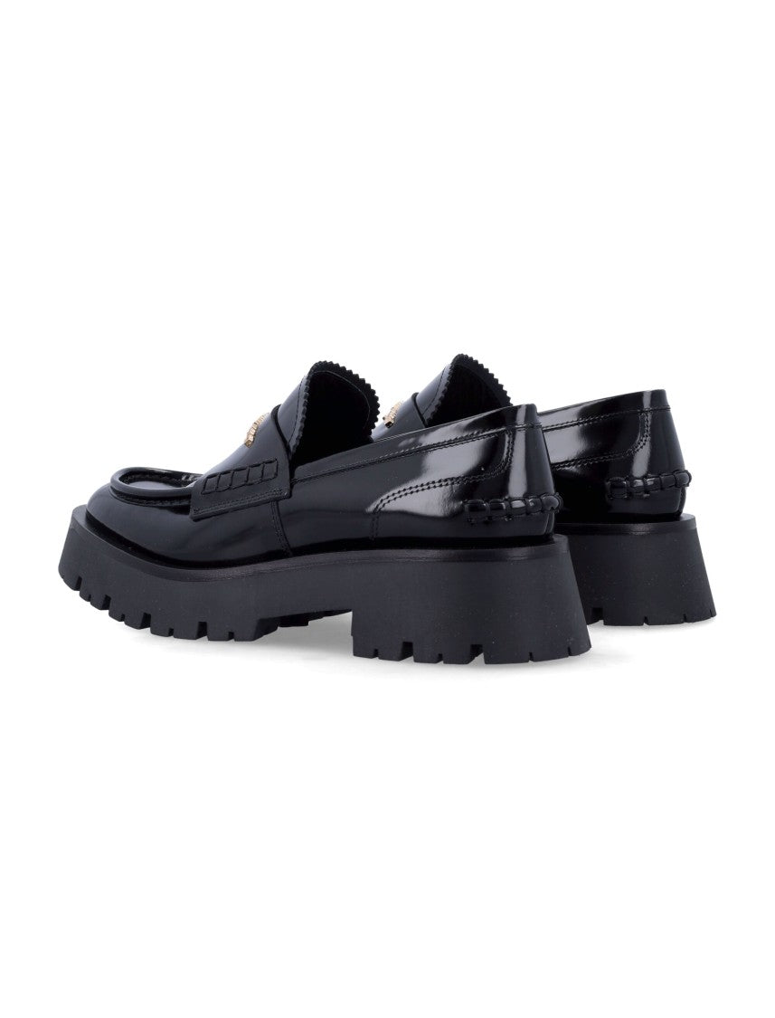 Alexander Wang Chunky Heel Black Box Leather Carter Loafer