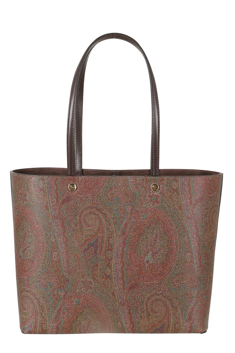 Etro Brown Shopping Essential Paisley Leather Tote Bag