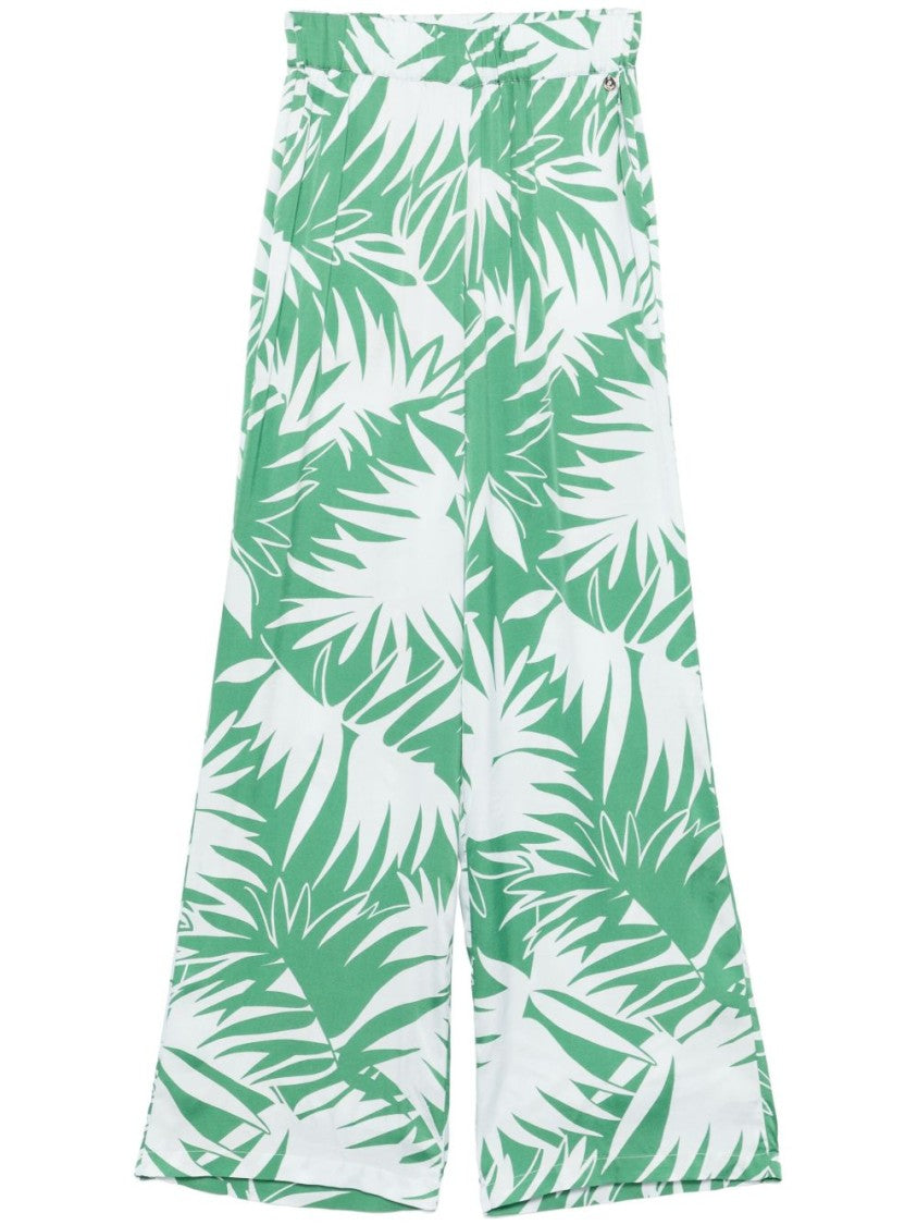 Liu Jo Tropical Leaf Print Wide-Leg Pants