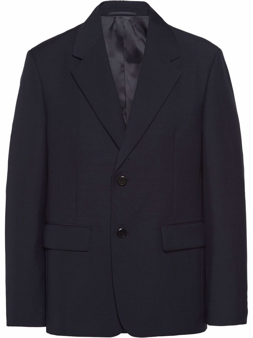 Prada Blue Oversized Mohair/Wool Blazer