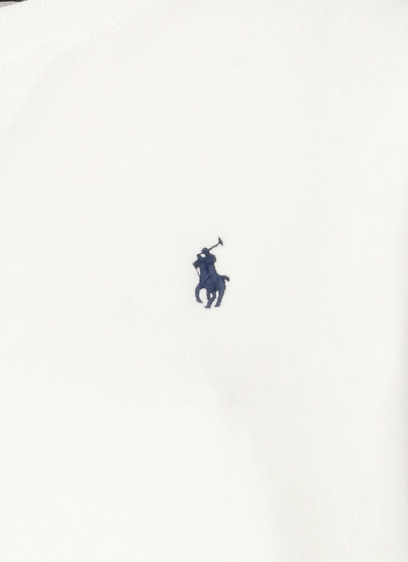 Polo Ralph Lauren White Cotton Sweatshirt With Iconic Pony Logo