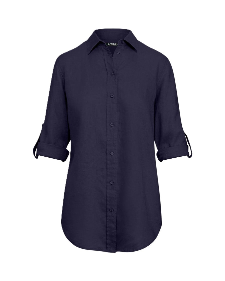 Lauren Ralph Lauren Blue Tissue Linen Button Shirt