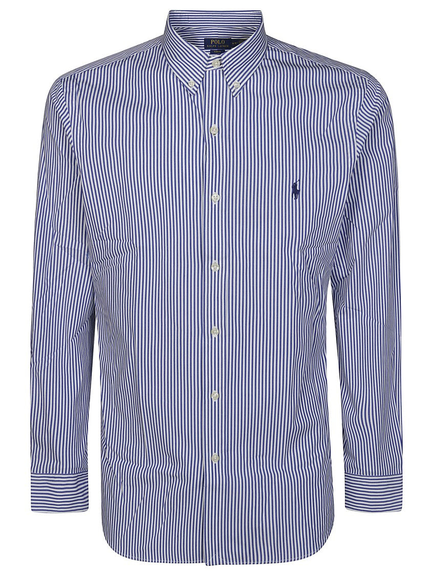 Polo Ralph Lauren Classic Striped Poplin Shirt With Button-Down Collar