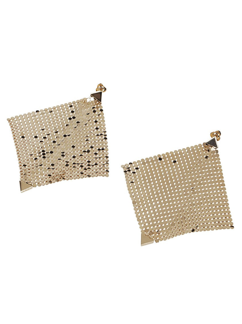 Rabanne Pixel Flow Spiral Gold-Colored Brass Earrings