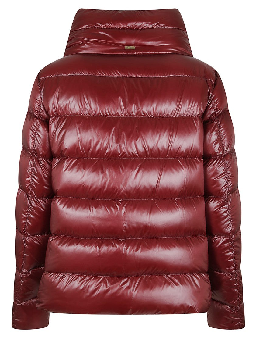 Herno Glossy Padded Jacket With High Collar And Horizontal Quilting