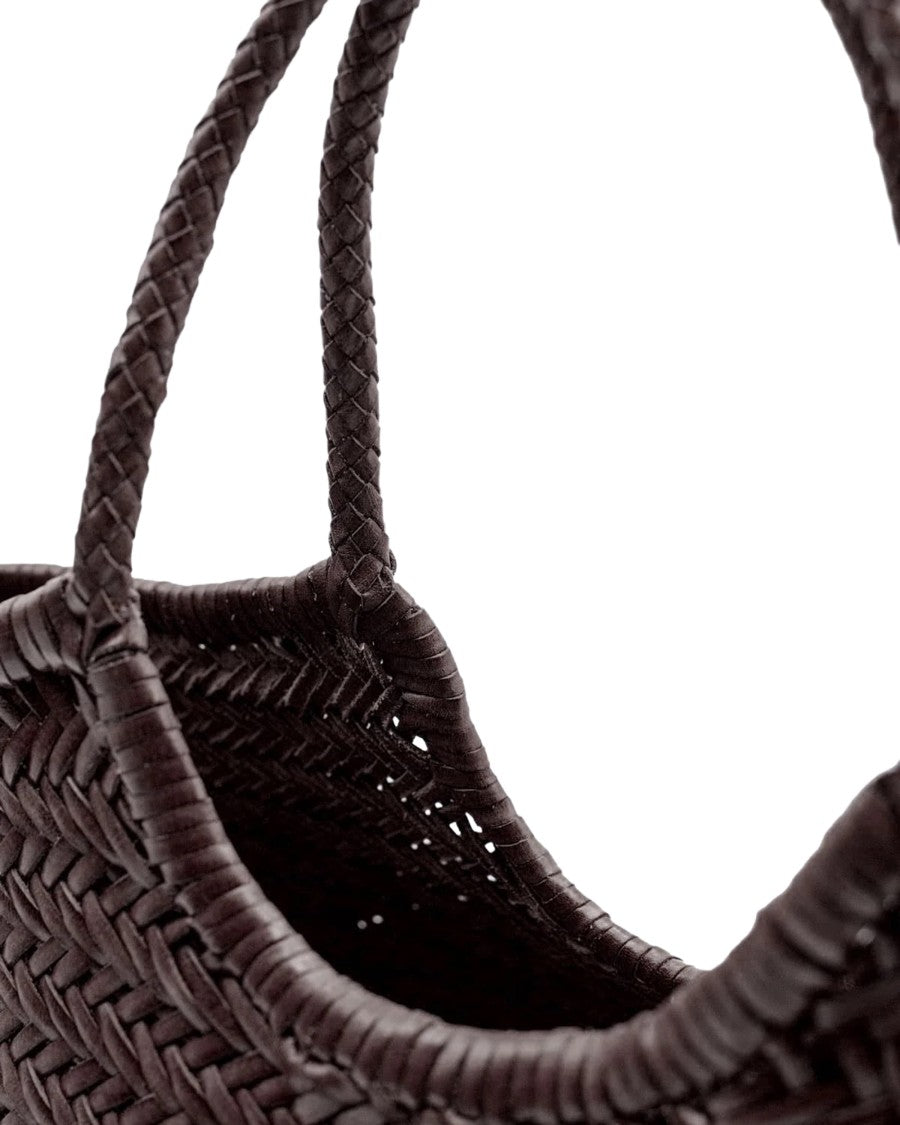 Dragon Diffusion Nantucket Basket Big Dark Brown Handwoven Leather Shoulder Bag