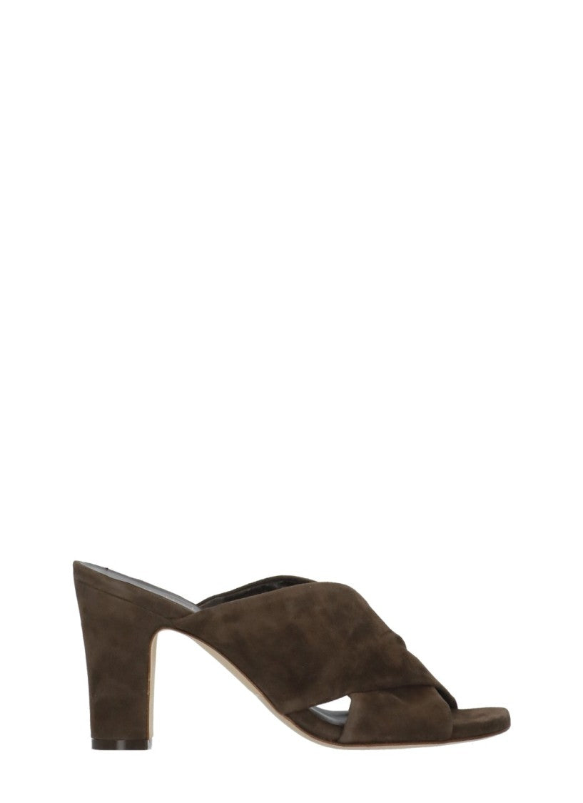 Juilie Dee Brown Crossed Bands Suede Sandals