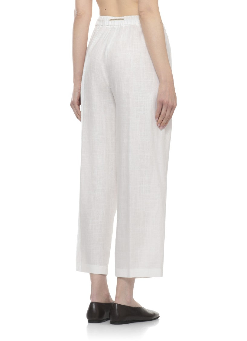 Herno White Viscose-Blend Straight-Leg Pants