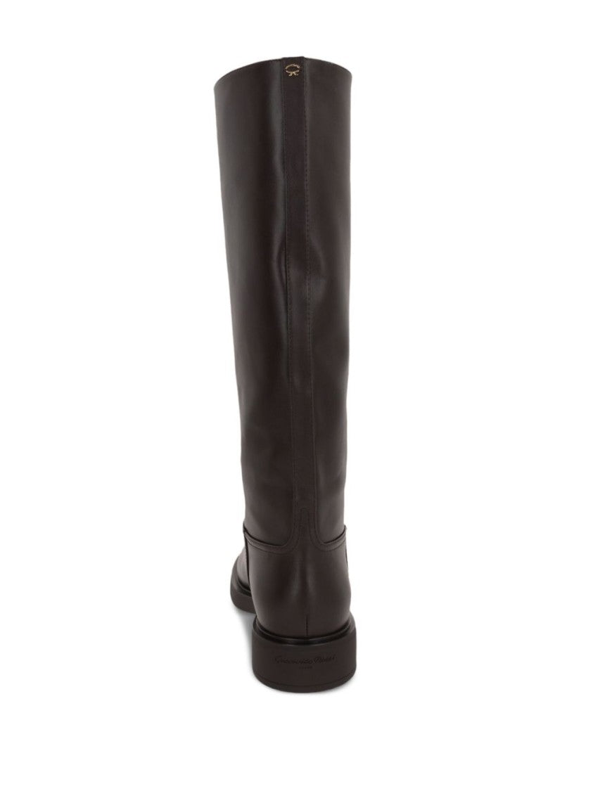 Gianvito Rossi Black Tall Calf Leather Rounded Toe Boots