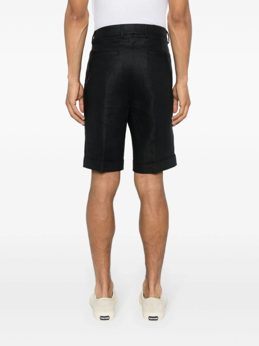 Peserico Pressed-Crease Linen Shorts