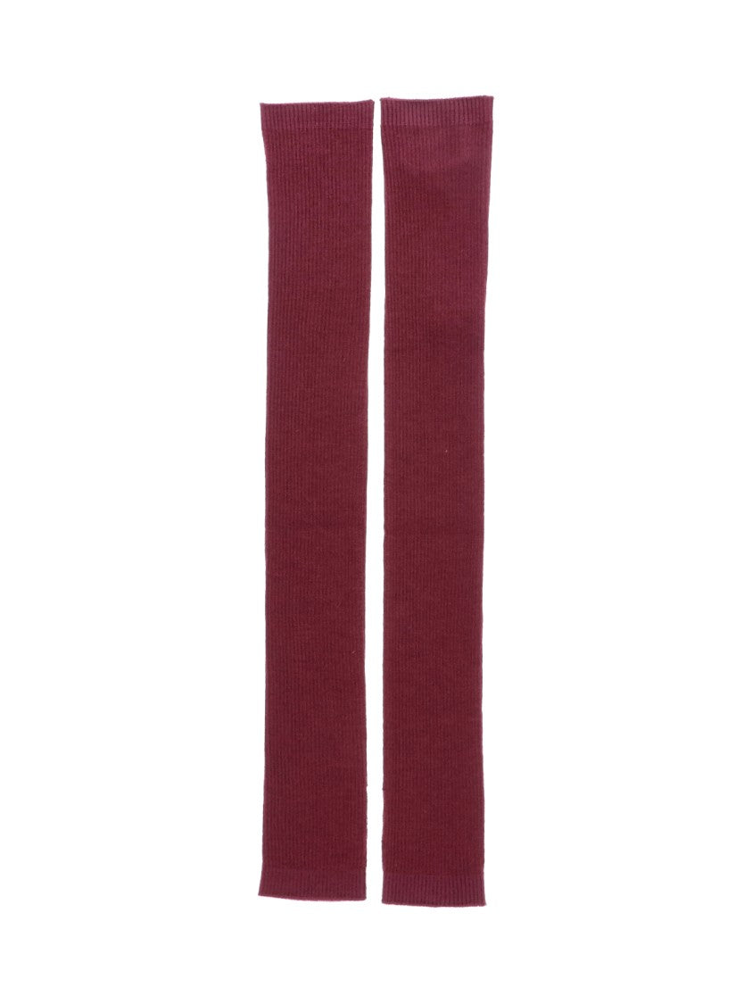 Sa Su Phi Burgundy Ribbed Cashmere-Blend Gloves
