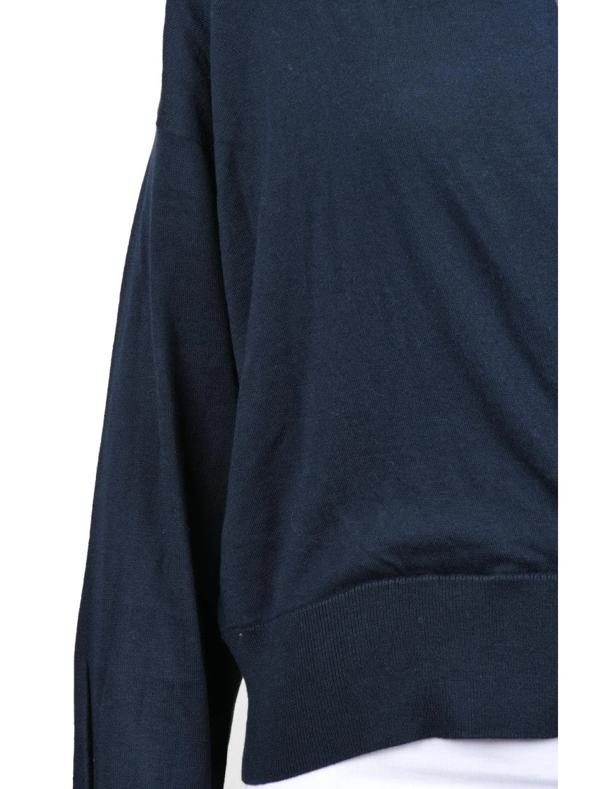 Lauren Ralph Lauren Blue Crossover Cotton-Modal V-Neck Sweater