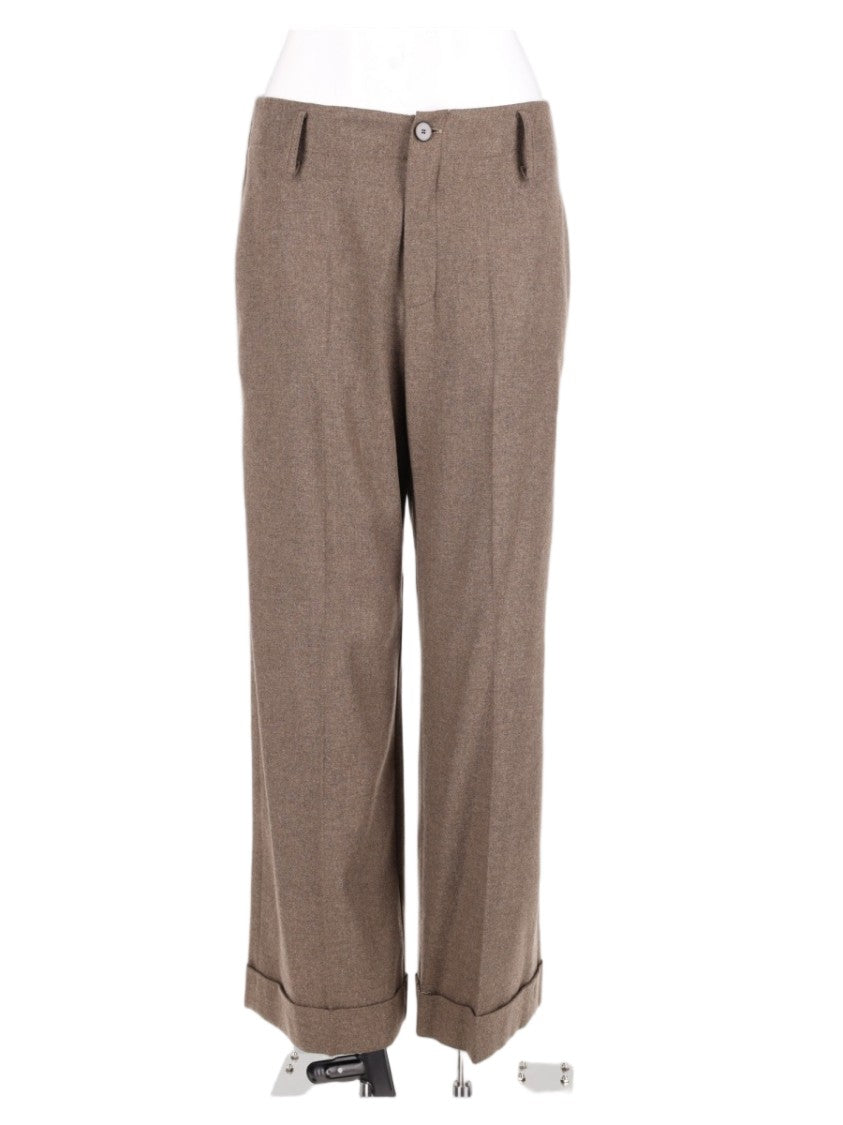 Alysi Brown Tailored Cuffed Straight-Leg Pants