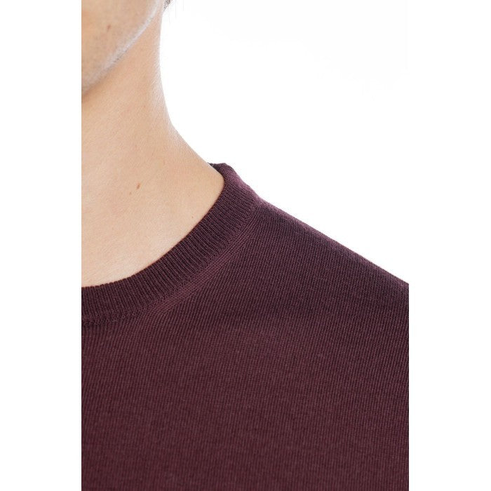 Filippo De Laurentiis Merino Wool Crew Neck Sweater In Deep Marsala