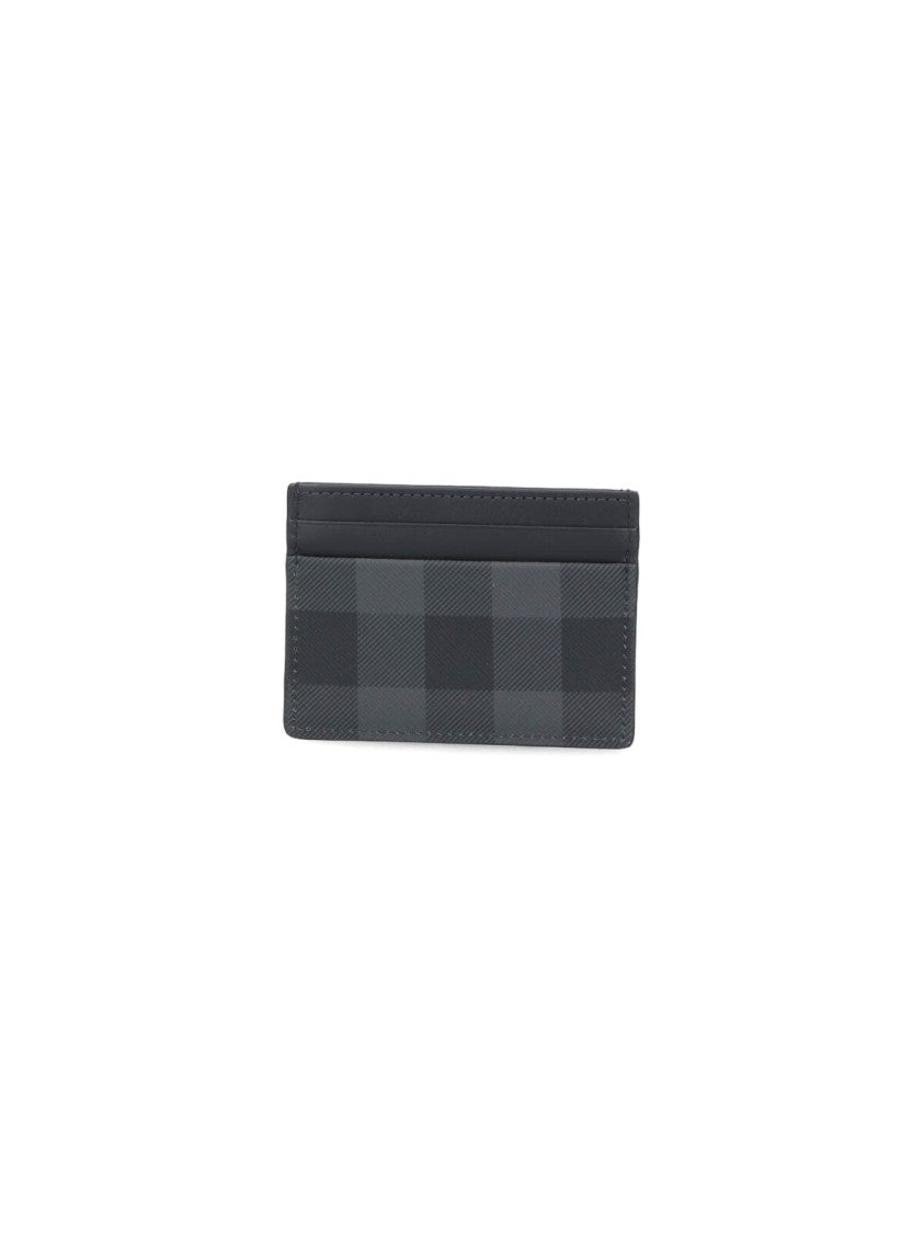 Burberry Black Check Pattern Fabric Cardholder