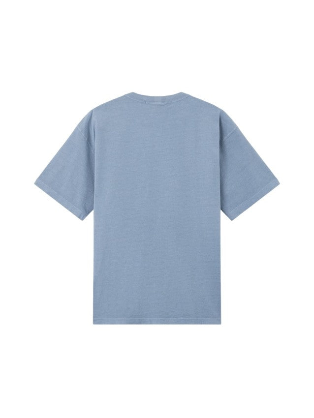 Stone Dust Blue Organic Cotton T-Shirt With Compass Patch