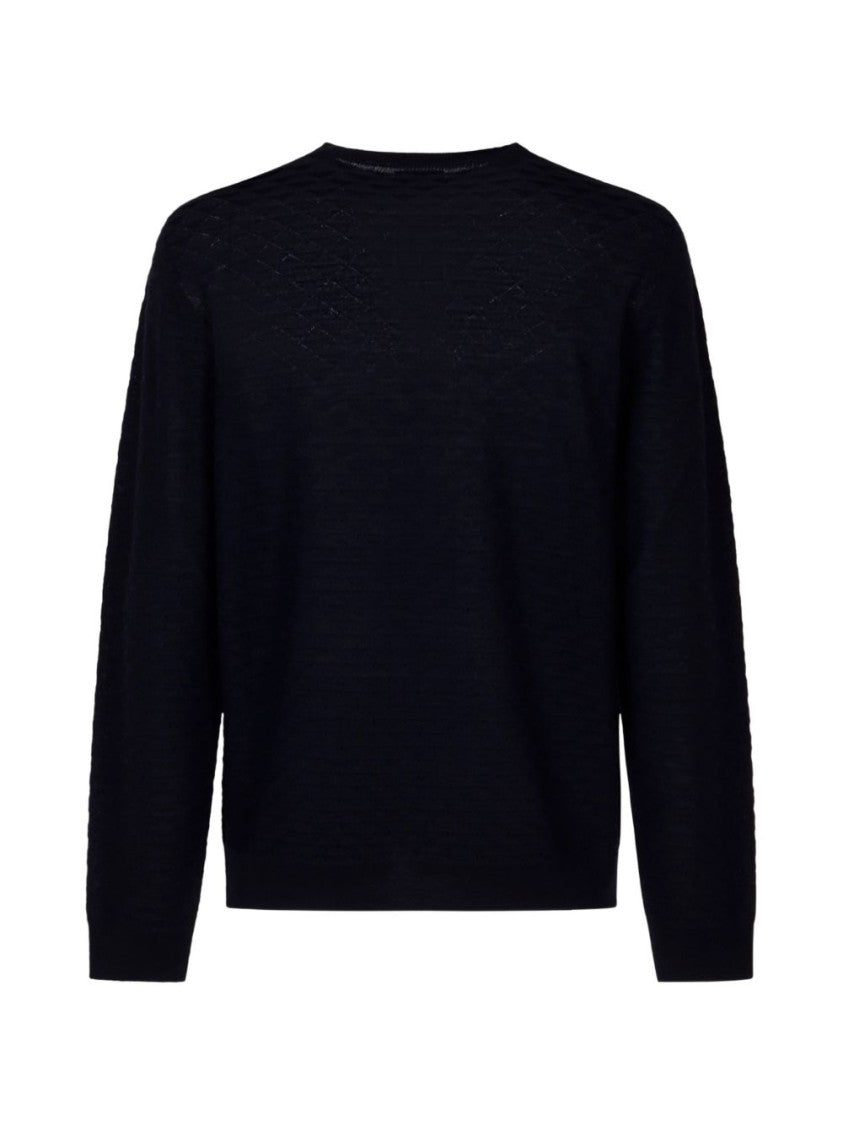 Giorgio Armani Textured Wool Sweater With Crew Neckline And Timeless Silhouette