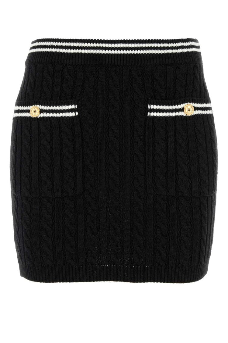 Alessandra Rich Black Cotton Mini Skirt