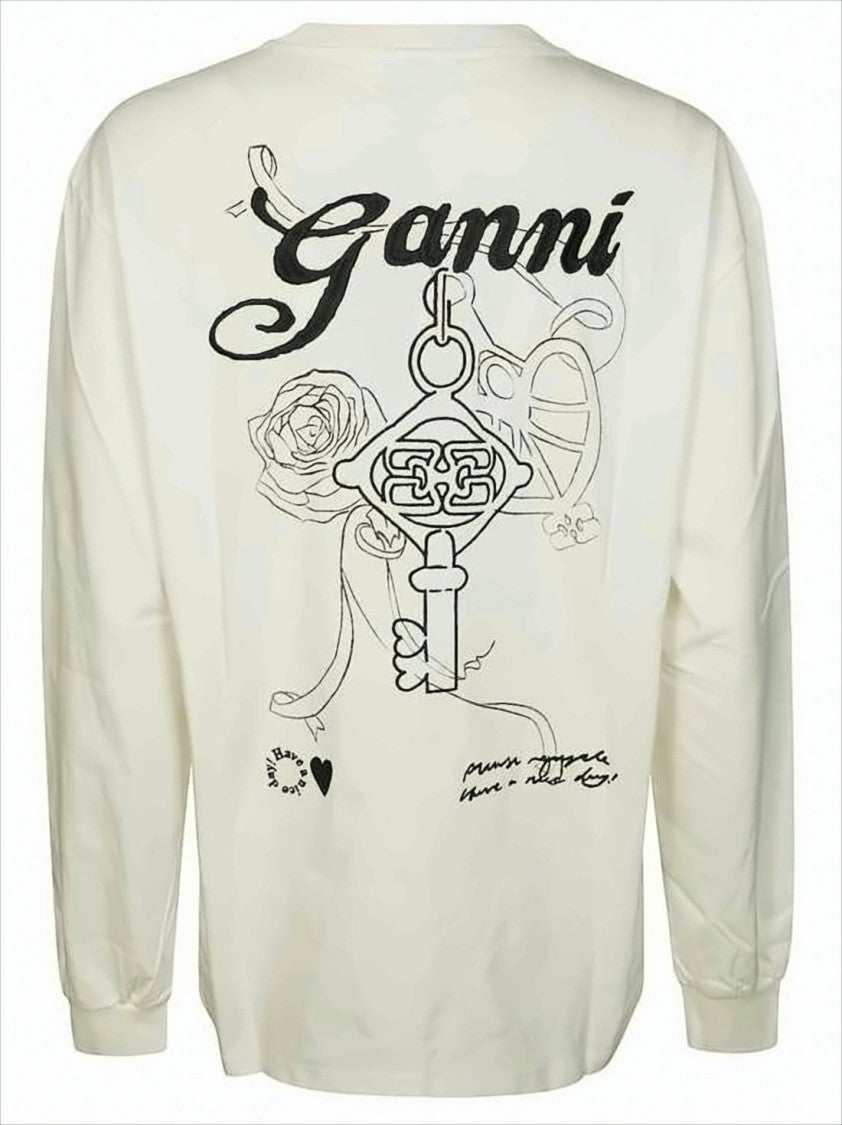 Ganni Relaxed Fit Long-Sleeve Shirt With Intricate Artwork