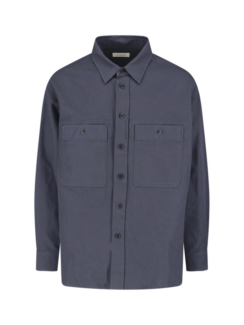 Lemaire Black Boxy Pleated Casual Shirt