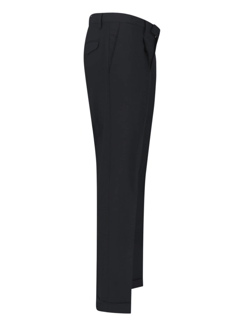Briglia 1949 Black Tailored Mid-Rise Virgin Wool Trousers