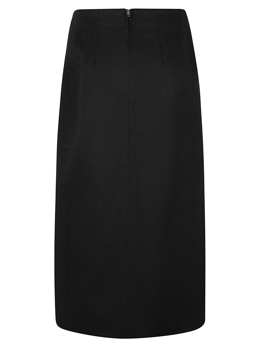 Jil Sander Asymmetrical Black Midi Skirt With High Waist