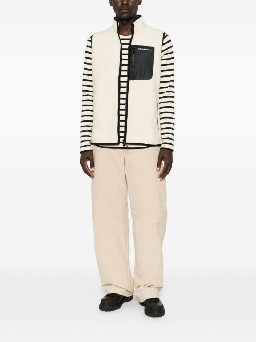 Peak Performance Textured High-Collar Zippered Sleeveless Jacket