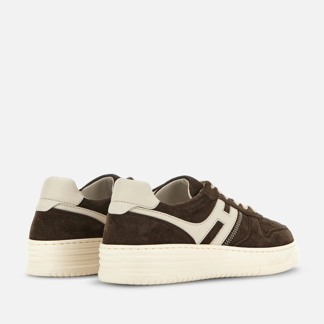 Hogan Lace-Up Brown Calfskin Shoes With Suede