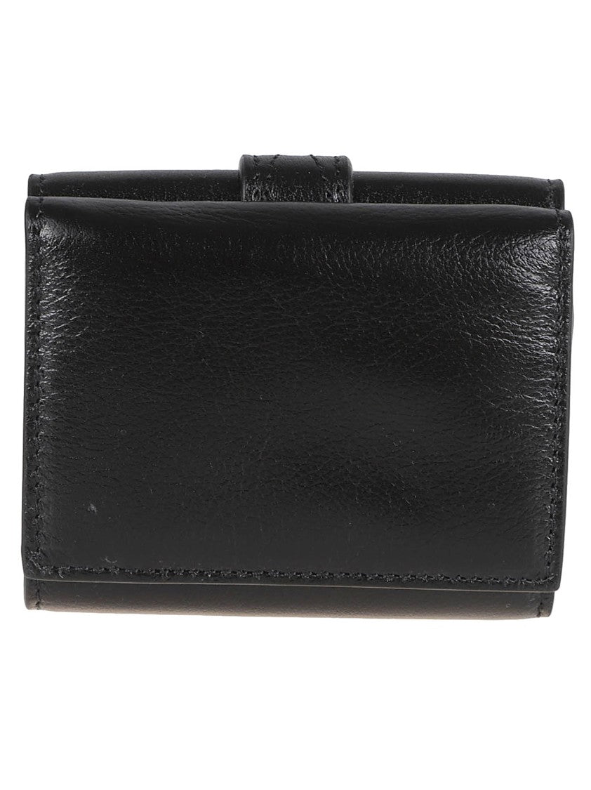 Chloé Trifold Buffalo Leather Wallet With Metal Lock And Gold Hardware
