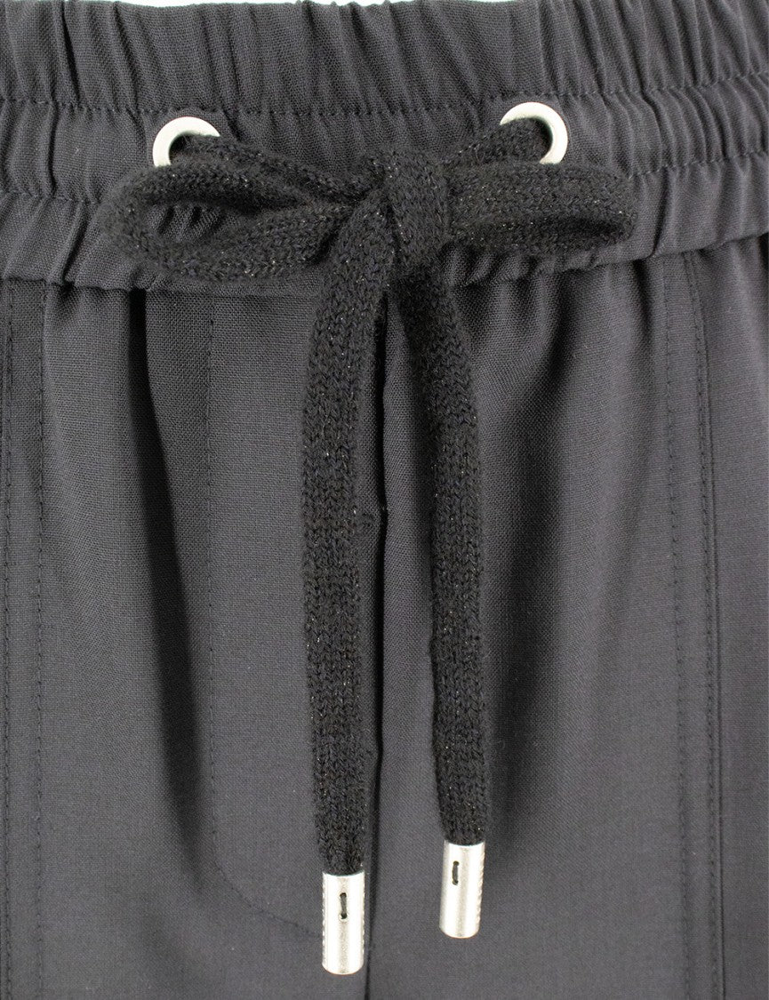 Peserico High-Waisted Blue Sports Trousers With Drawstring Closure