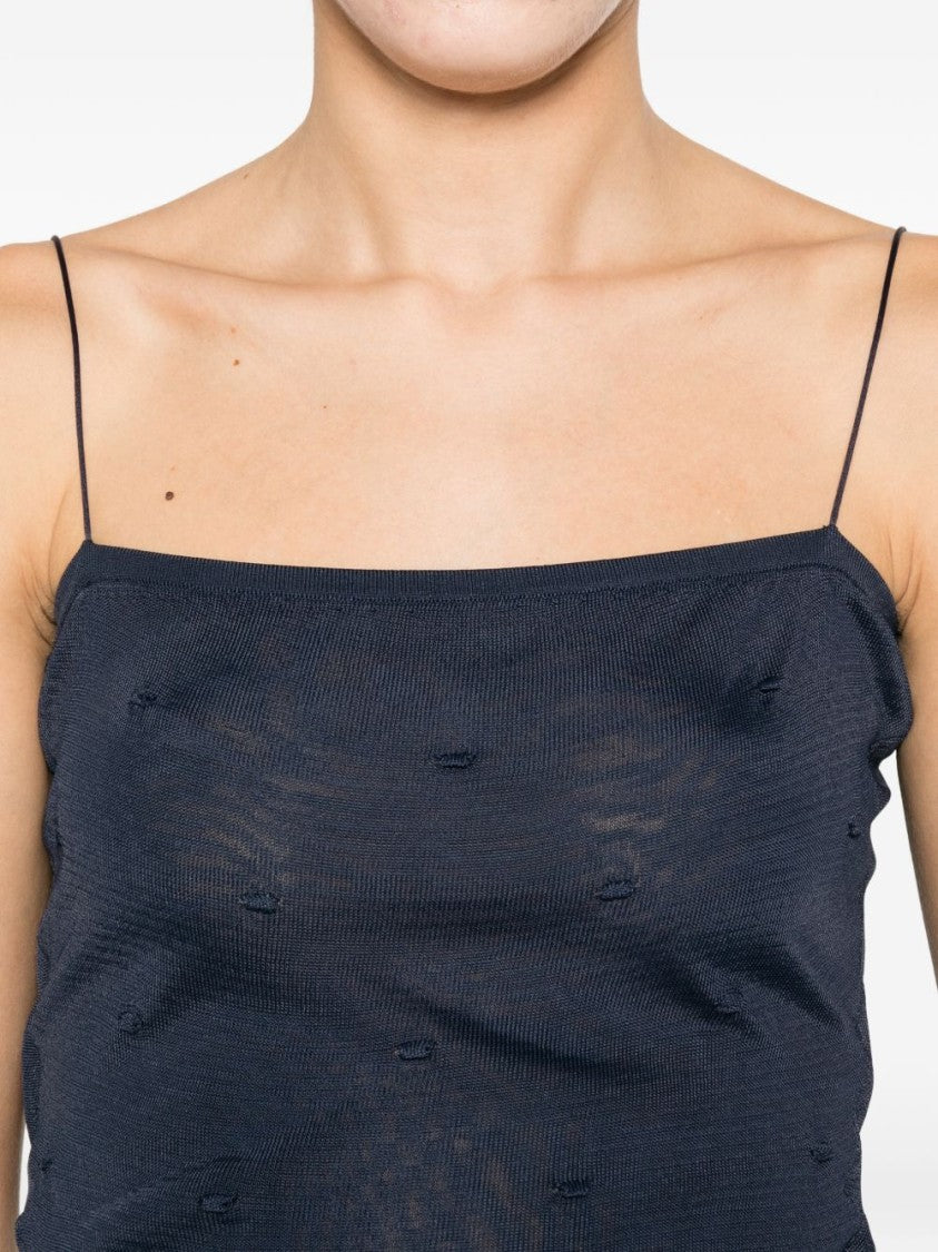 Jacquemus Blue Polka Dot Spaghetti Strap Top