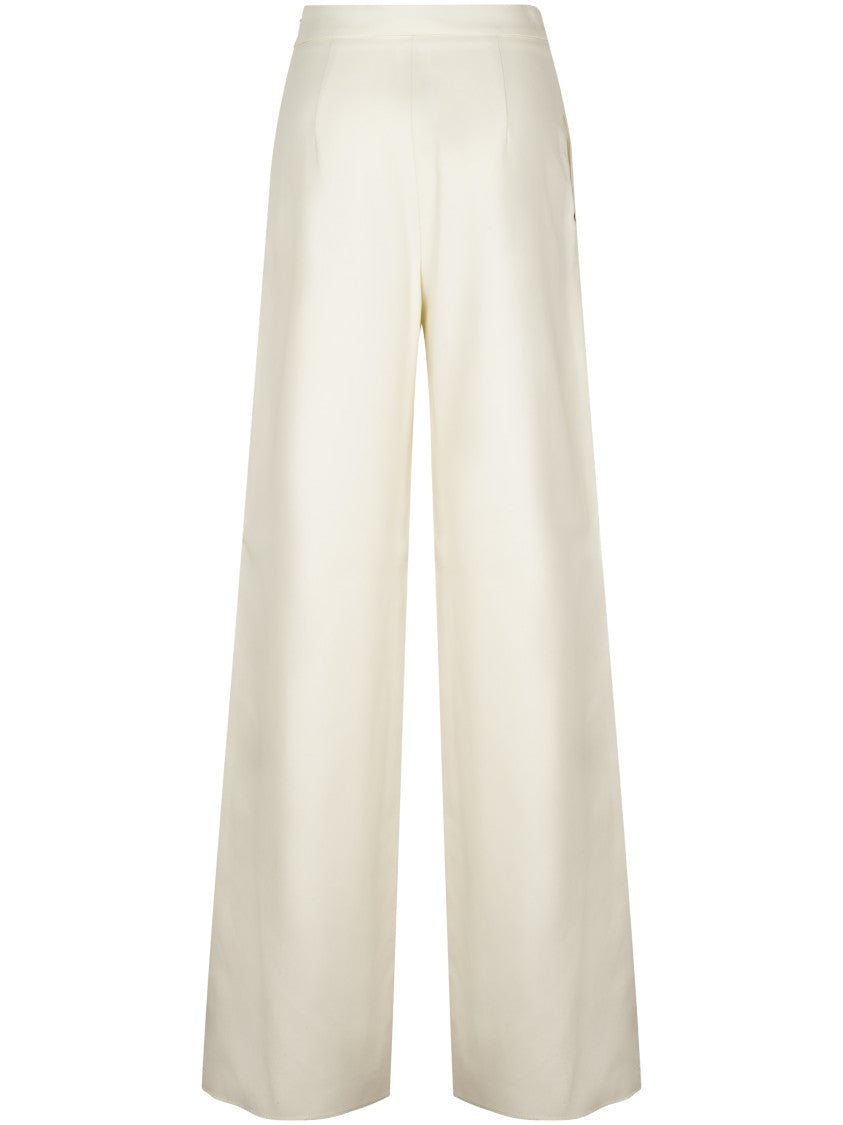 Max Mara White Wide-Leg Trousers With High Waist And Gold Button Detail