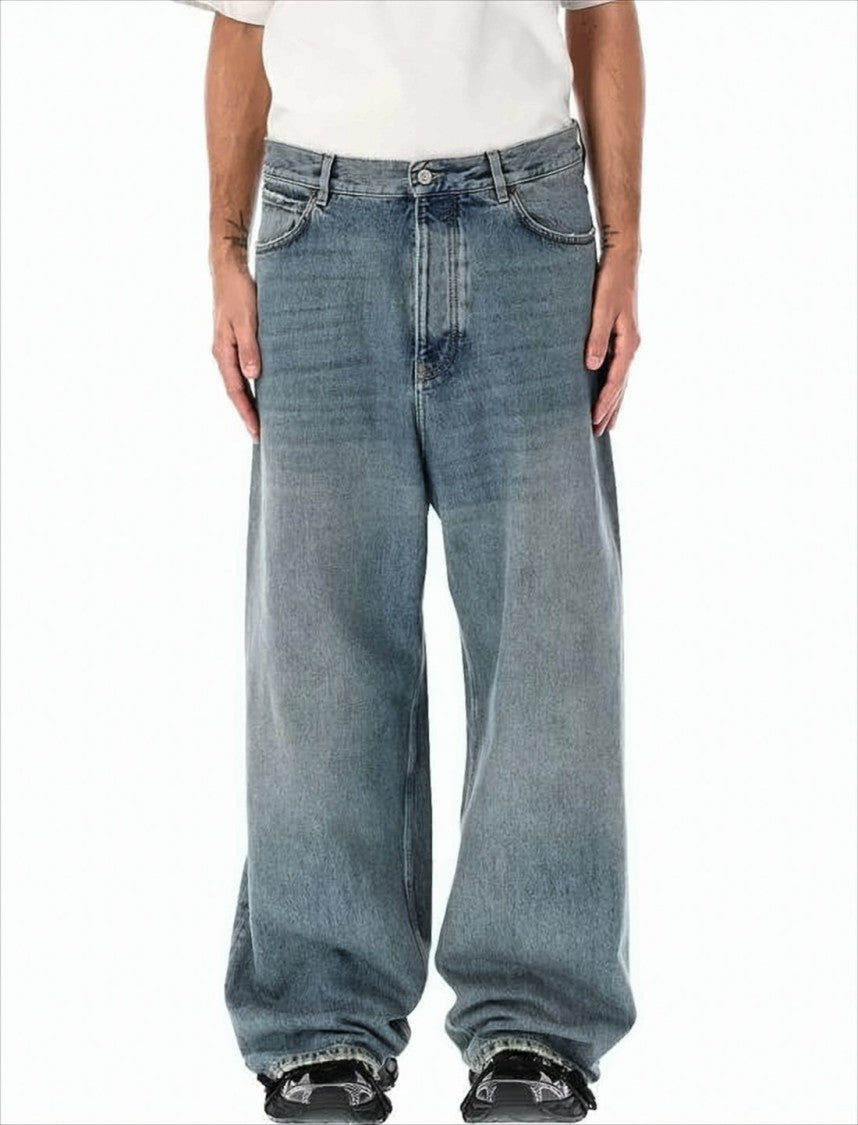 Balenciaga Relaxed Wide-Leg Denim Pants With Classic Five-Pocket Design