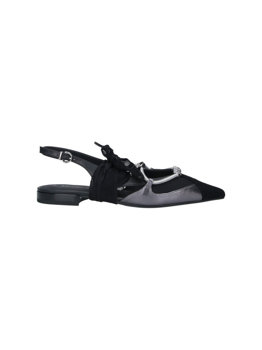 Pinko Black Gianira Leather Fabric Ballerinas