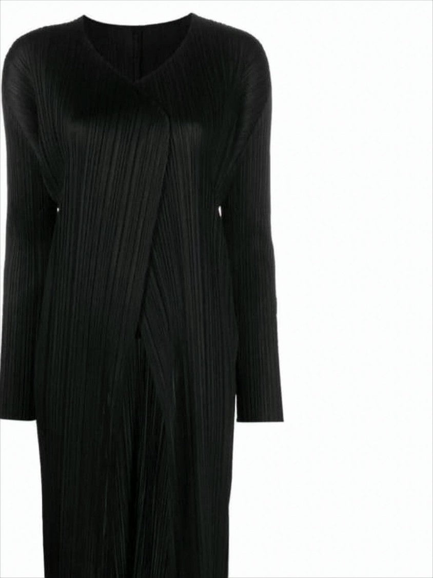 Pleats Please Pleated Textured Cardigan With Asymmetrical Closure
