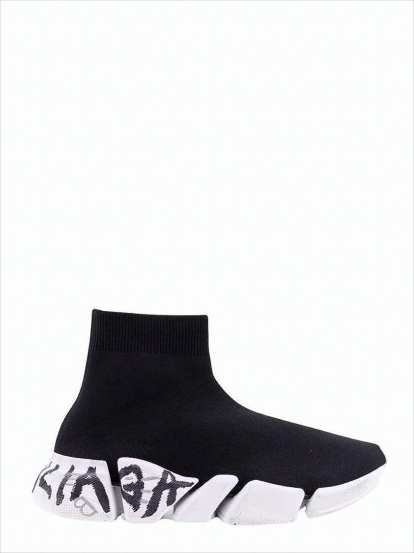 Balenciaga Sock-Style Black Knit Sneakers With Chunky Sole