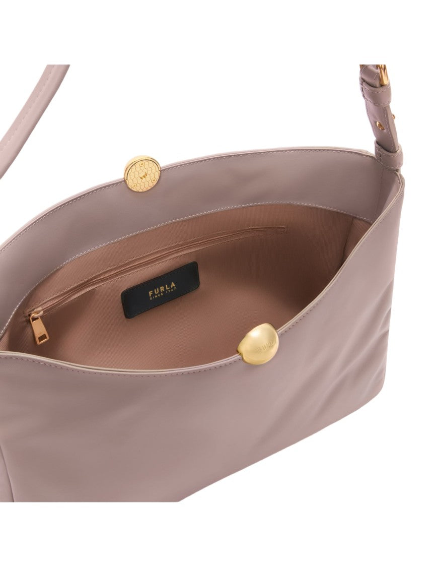 Furla Sfera Soft L Leather Shoulder Bag, Dove Grey